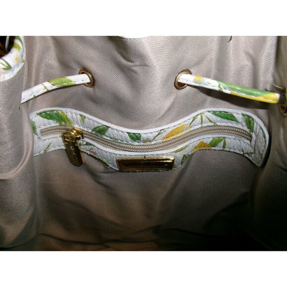 NEW Valentina Italia Lemon Print & Woven Panel Bucket Bag With Drawstring Closur - Picture 15 of 16